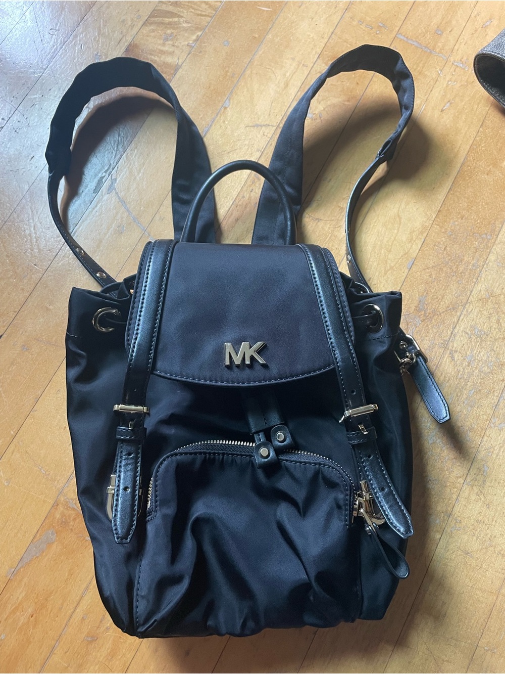 Michael Kors Black Nylon Mini Rucksack with Gold Hardware